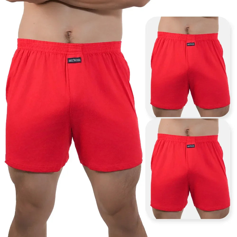 3pcs Mens High Waist Boxers Briefs 100% Cotton Plus Size Sleepwear Elastic Waistband Lounge ARO Pants Home Wear Comfort 50-140kg