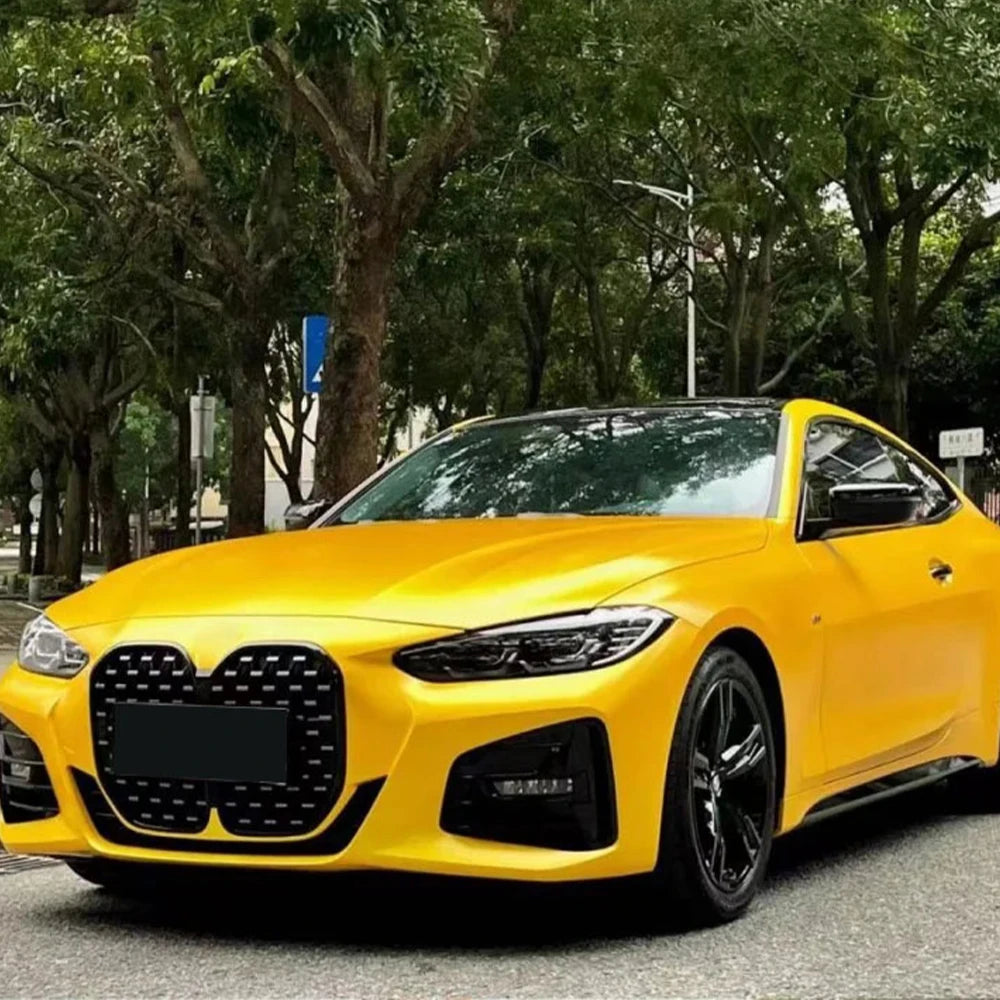 Car Sticker Color Change Vinyl Film Matte Metallic Yellow PET Bubble Free Wrapping Car Accessories Auto Self Adhesive Decals