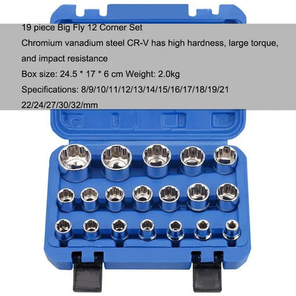 21 Pcs 1/2 Hexagon Torx Sockets Set Ratchet Wrench Tool 8-36mm Specification Socket Head Set Auto Repair Equipment