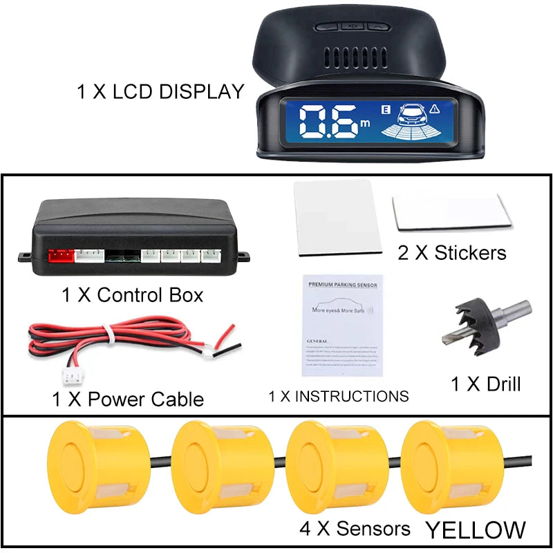 Front Rear Parking Sensor Kit 8 Probe Auto Blind Spot Radar LCD Monitor 12V Parktronic Reverse Backup Assist System