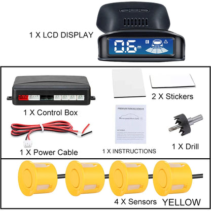 Front Rear Parking Sensor Kit 8 Probe Auto Blind Spot Radar LCD Monitor 12V Parktronic Reverse Backup Assist System