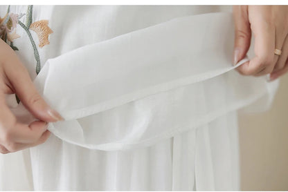 New National Style Heavy Embroidery  Set Women Summer Loose plus Size Fringed Wide Leg Pants Skirt Slimming Two Piece Set