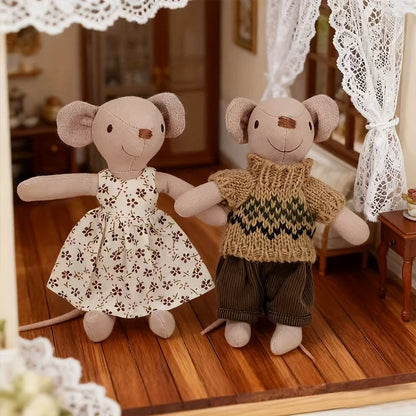2/3 Pcs, 15/9.5 Cm Tall Interchangeable Mouse Dolls for Dollhouse Miniature Scene Decoration, Christmas and New Year Gifts