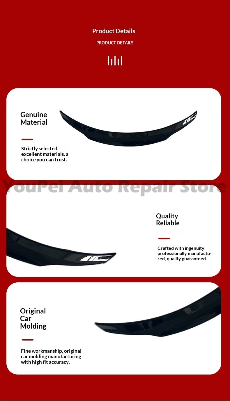 \PSM Rear Spoiler For Mercedes C-Class W205 Coupe, Perfect Curve Fit, Strong 3M Adhesive, No Paint Damage, Stylish & Stable