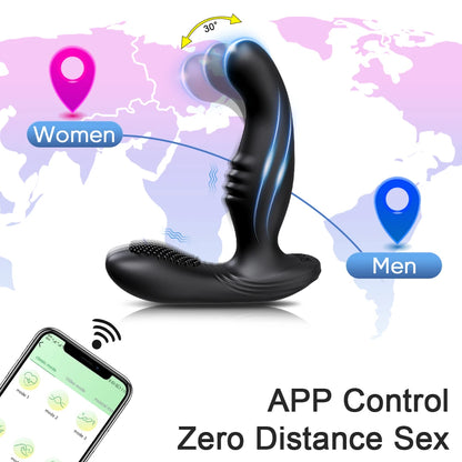 APP Control Male Wiggle Prostate Massager Anal Vibrator for Men Gay Swing Butt Plug Perineum Stimulator Sex Toy for Men