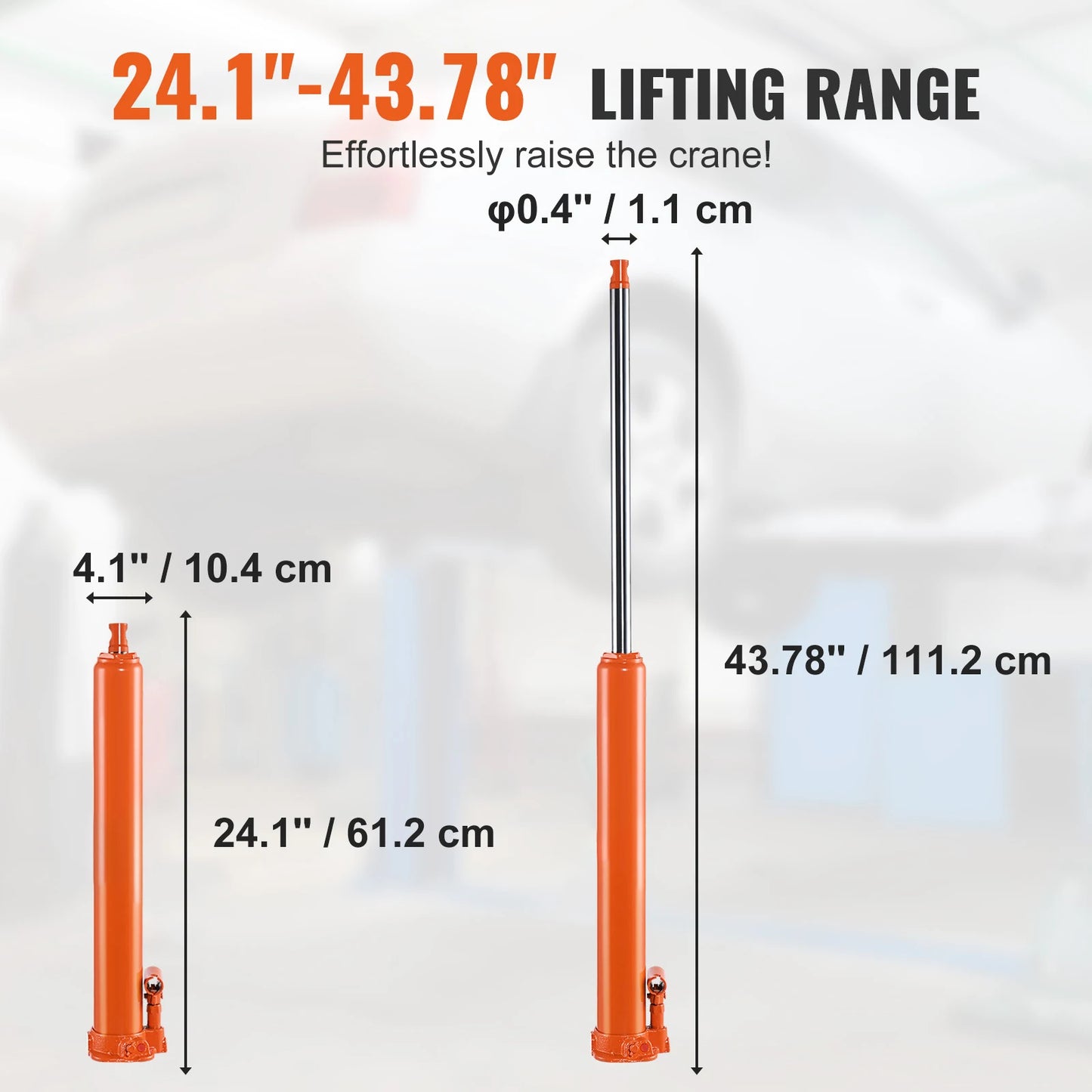 SucceBuy Hydraulic Long Ram Jack 4 Ton Engine Hoist Cylinder with Single Piston Pump Hydraulic Ram Cylinder Engine Lift Hoists