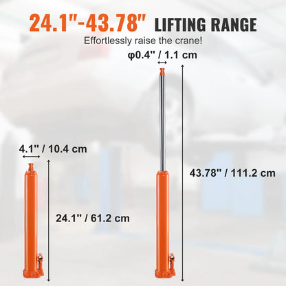 SucceBuy Hydraulic Long Ram Jack 4 Ton Engine Hoist Cylinder with Single Piston Pump Hydraulic Ram Cylinder Engine Lift Hoists
