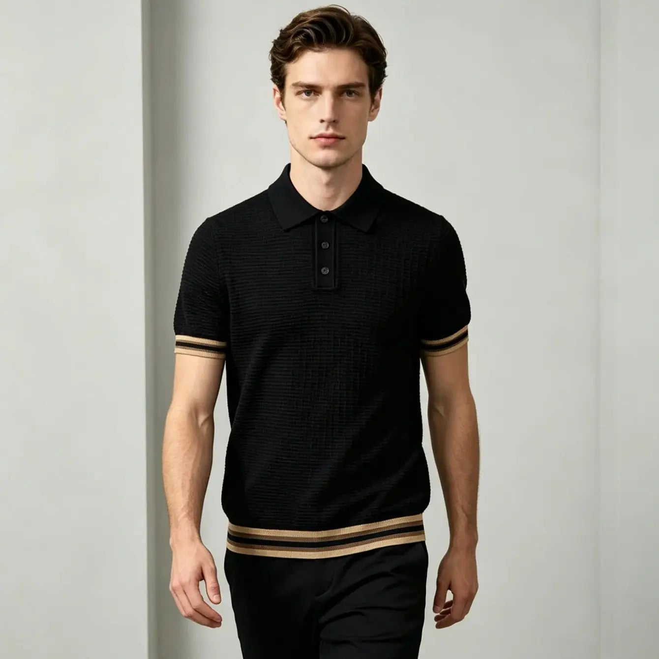 The new summer men's polo shirt t-shirt is suitable for light business occasions, urban casual settings, vacations, short trips,