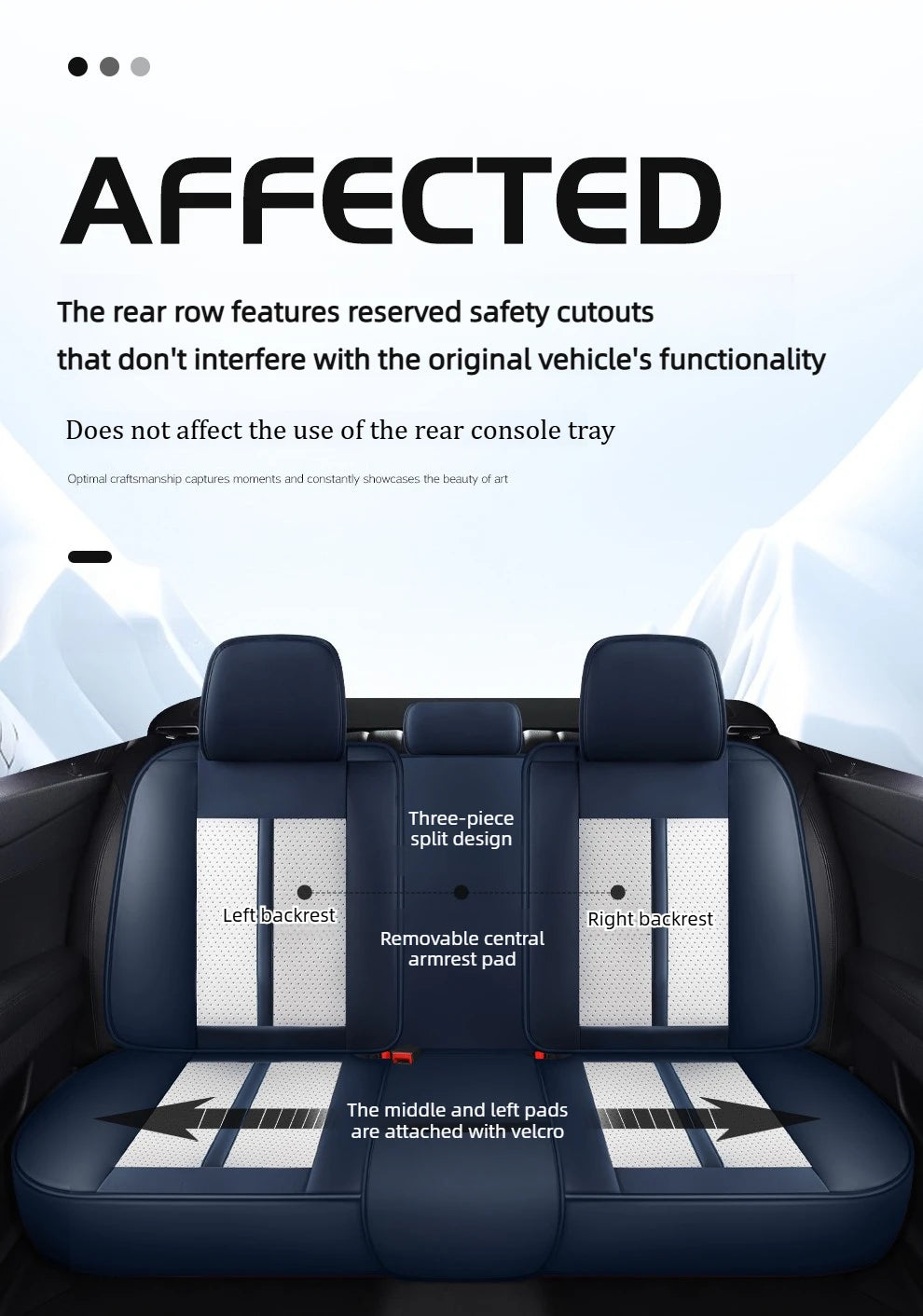 Premium PU Leather Auto Seat Covers Set with Built-in Lumbar Support +2 Headrest Covers +1 Steering Wheel Cover Comfortable