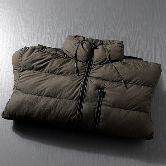 ECO Cloud Fill Lightweight Thick Men's Cotton Jacket Stand Collar down Alternative Coat Youth Casual Standard Fit Short Style