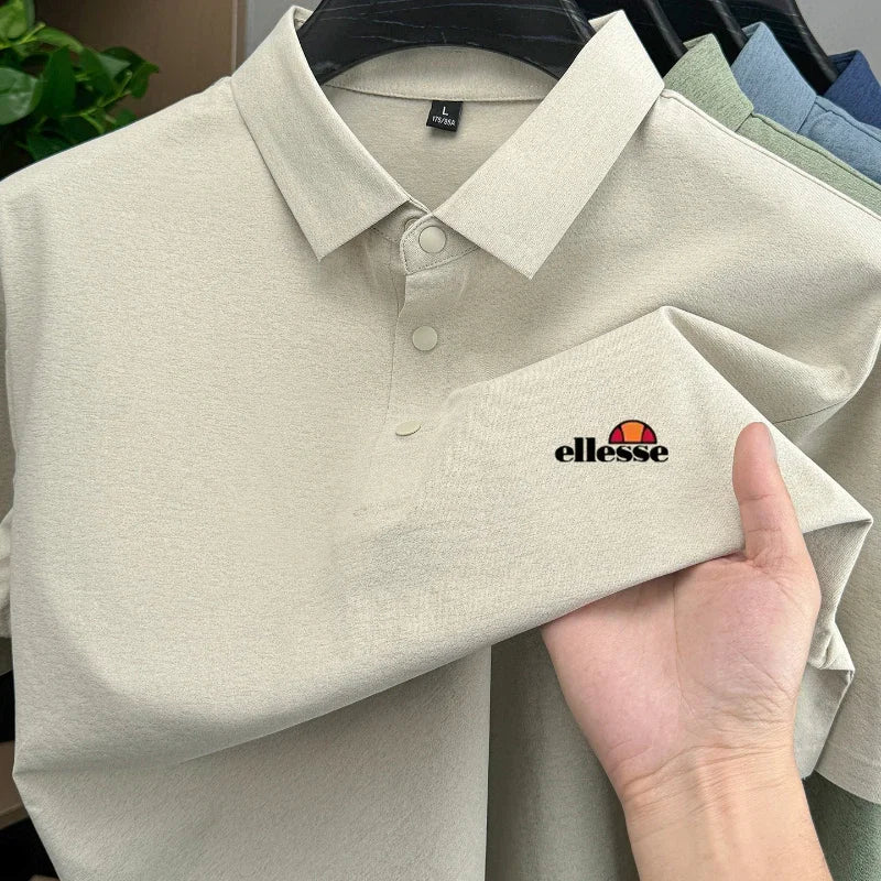 High end brand men's polo shirt printed short sleeved top 2026 summer new comfortable breathable casual and fashionable T-shirt