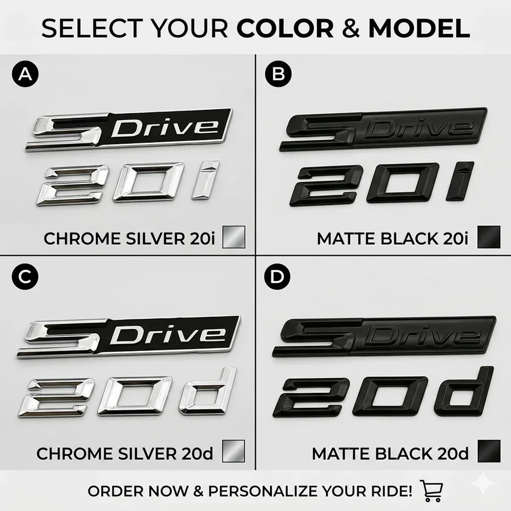 3D ABS Car Styling Logo sDrive 20i 20d Emblem Badge Sticker For BMW X1 X2 X3 Z4 Trunk Fender Decal Gloss Black Silver Accessorie