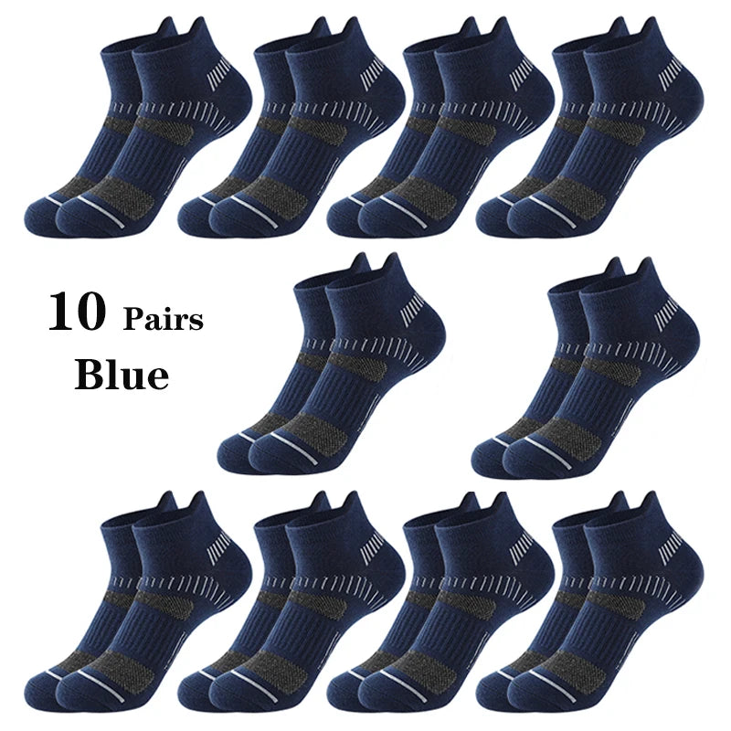 10 Pairs Running Ankle Socks Men Cotton Breathable Soft Short Socks Casual Black White Athletic Fitness Sport Socks