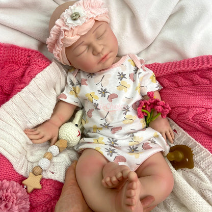 22inch High Quality Full Silicone Reborn Baby Girl Can Open Mouth Lifelike Soft Texture Warm Doll for Emotional Comfort