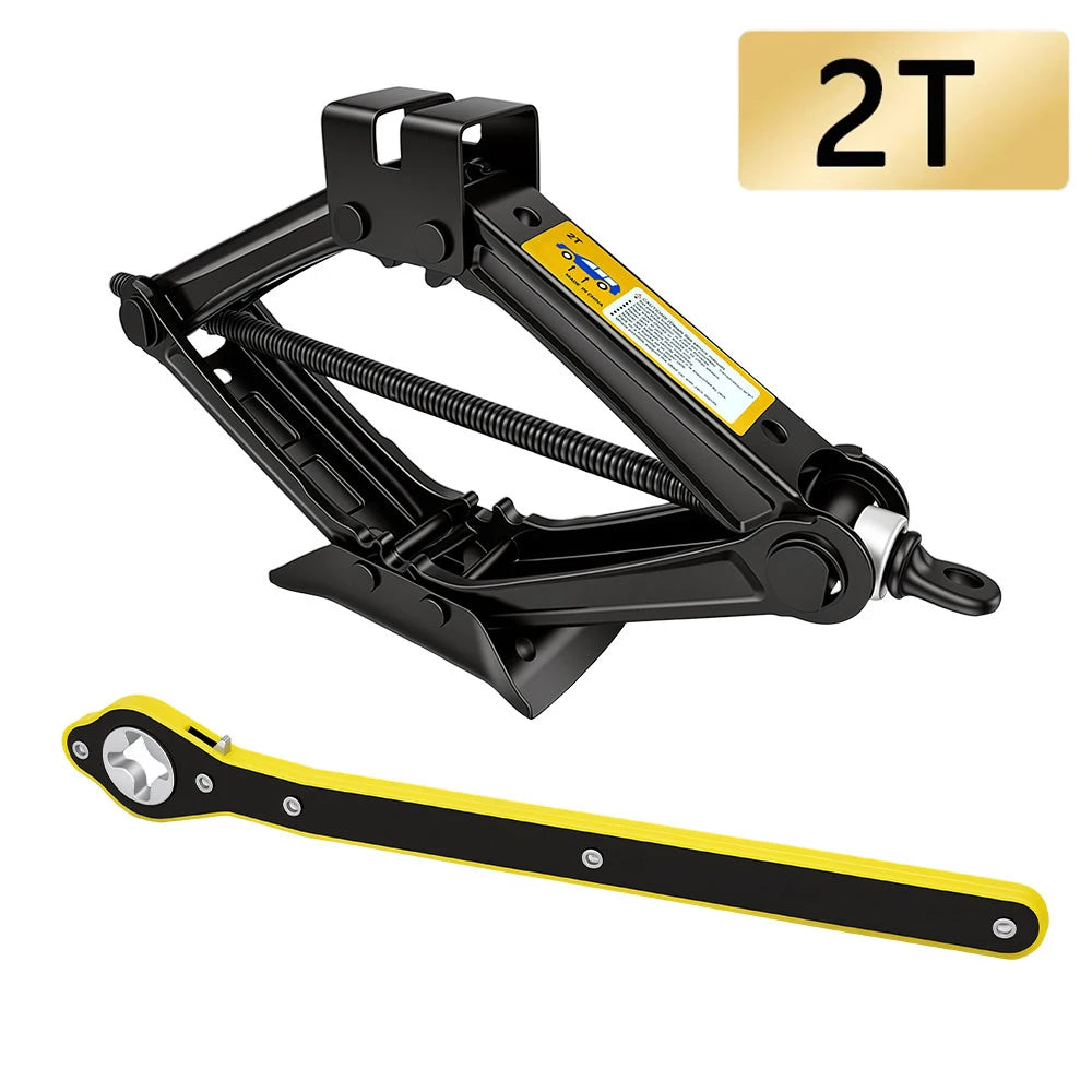 Mechanical Manual Scissor Jacks With Stabilizer Base & Ratchet Wrench For Car/SUV Tire Replacement And Emergency Roadside Repair