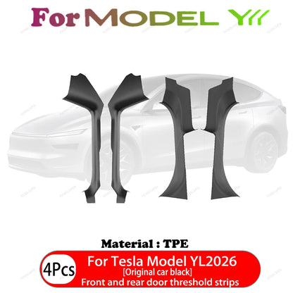 For Tesla ModelYL Launch 2026 TPE Front Rear Door Sill Guard Anti Scratch Dirt Resistant Threshold Strip Interior Protection Set
