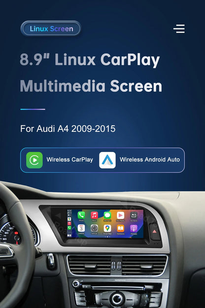 8.9 Inch 12.3"" Multimedia Display Touch Screen For Audi A4 S4 2009-2015 Airplay Miracast Function Wireless Carplay Android Auto