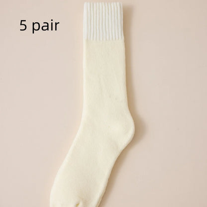 Winter Men's Merino Wool Long Socks Thick Warm Large Size High Quality Harajuku Retro Snow Casual Antifreeze Pure Cashmer 5 Pair