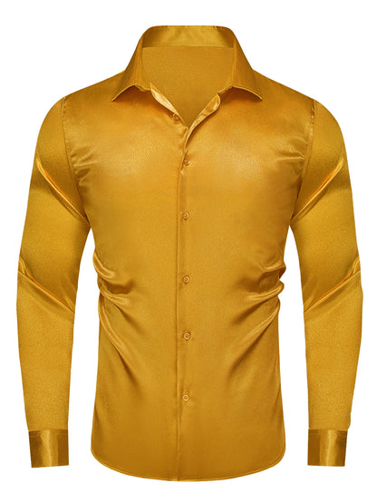 Hi-Tie Stain Mens Shirts Casual Long Sleeve Dress Shirt Blouse for Male Wedding Gift Party Teal Pink Red White Grey 15 COLORS