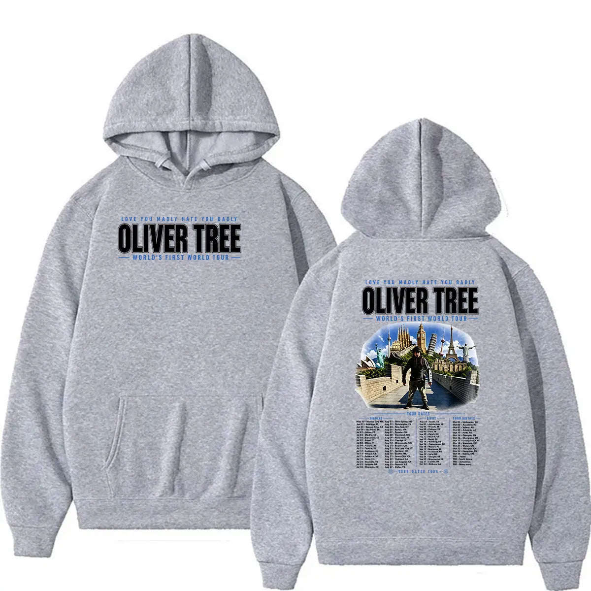 Oliver Tree Love You Madly Hate You Badly World’s First World Tour 2026 Hoodie Men's Long Sleeve Fashion Oversized Sweatshirt