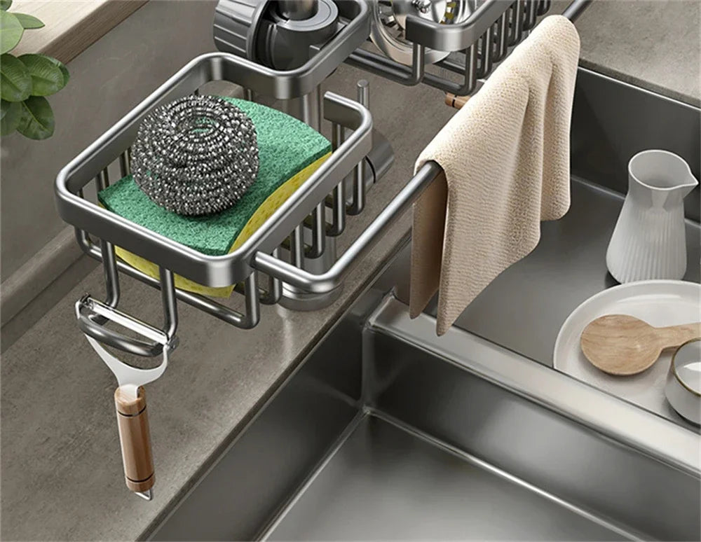 Kitchen Sink Drain Rack Sponge Storage Flexible Faucet Holder Soap Drainer Towel Rack Shelf Organizer Kitchen Accessories