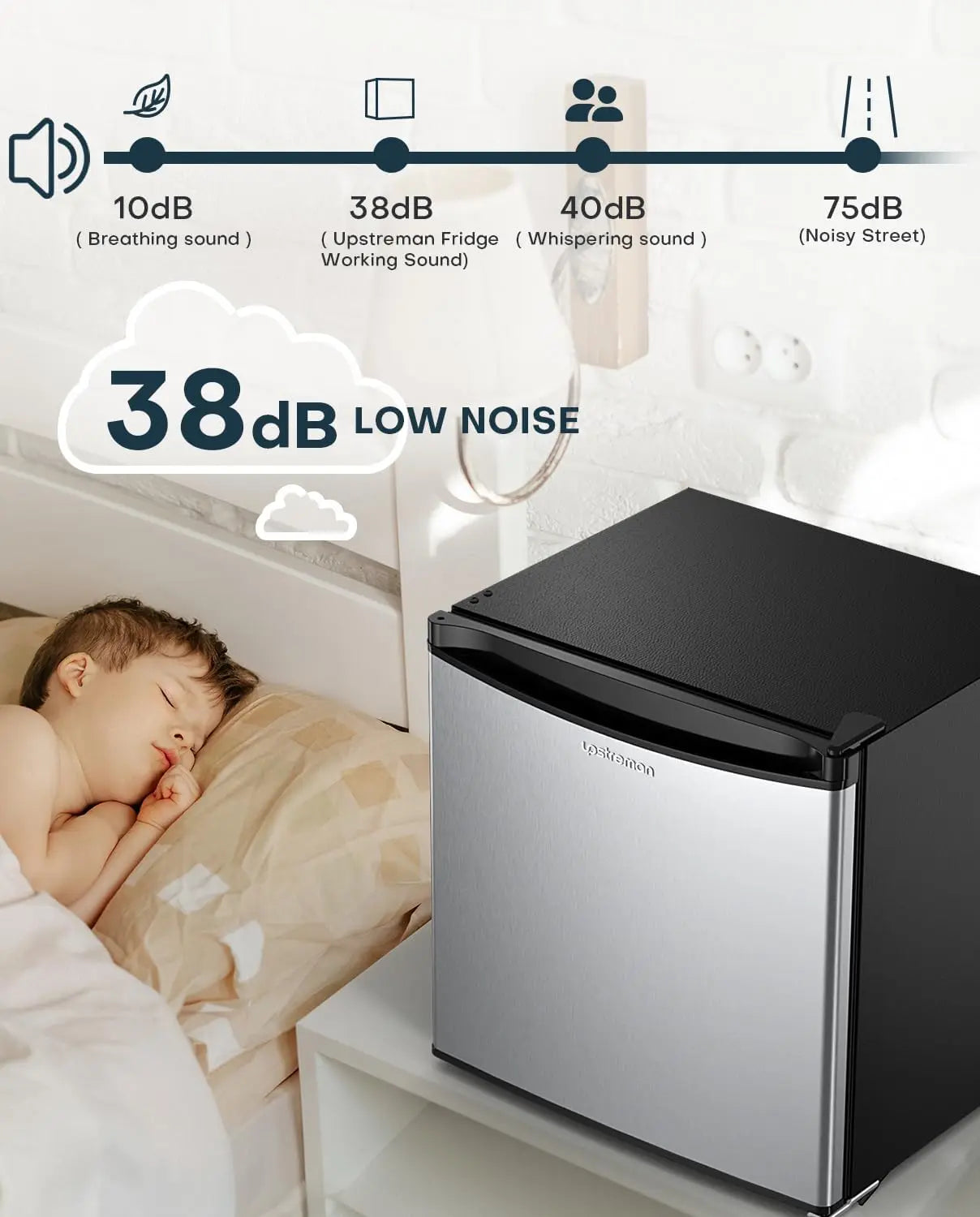 1.7 Cu.ft Mini Fridge with Freezer, Dorm Essentials, Adjustable Thermostat, Energy Saving, Low Noise