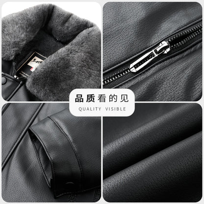 XYL-3303 Autumn/Winter Spring Men's Leather Collar Leather Coat With Detachable Wool Collar Short Casual Business Sheepskin