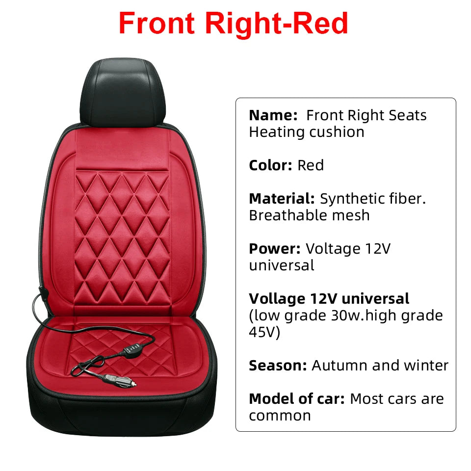 12V Car Heating Seat Cushion Seat Covers Winter Car Seat Heater  Car Accessories Heating Pads Universal Available In Black Red