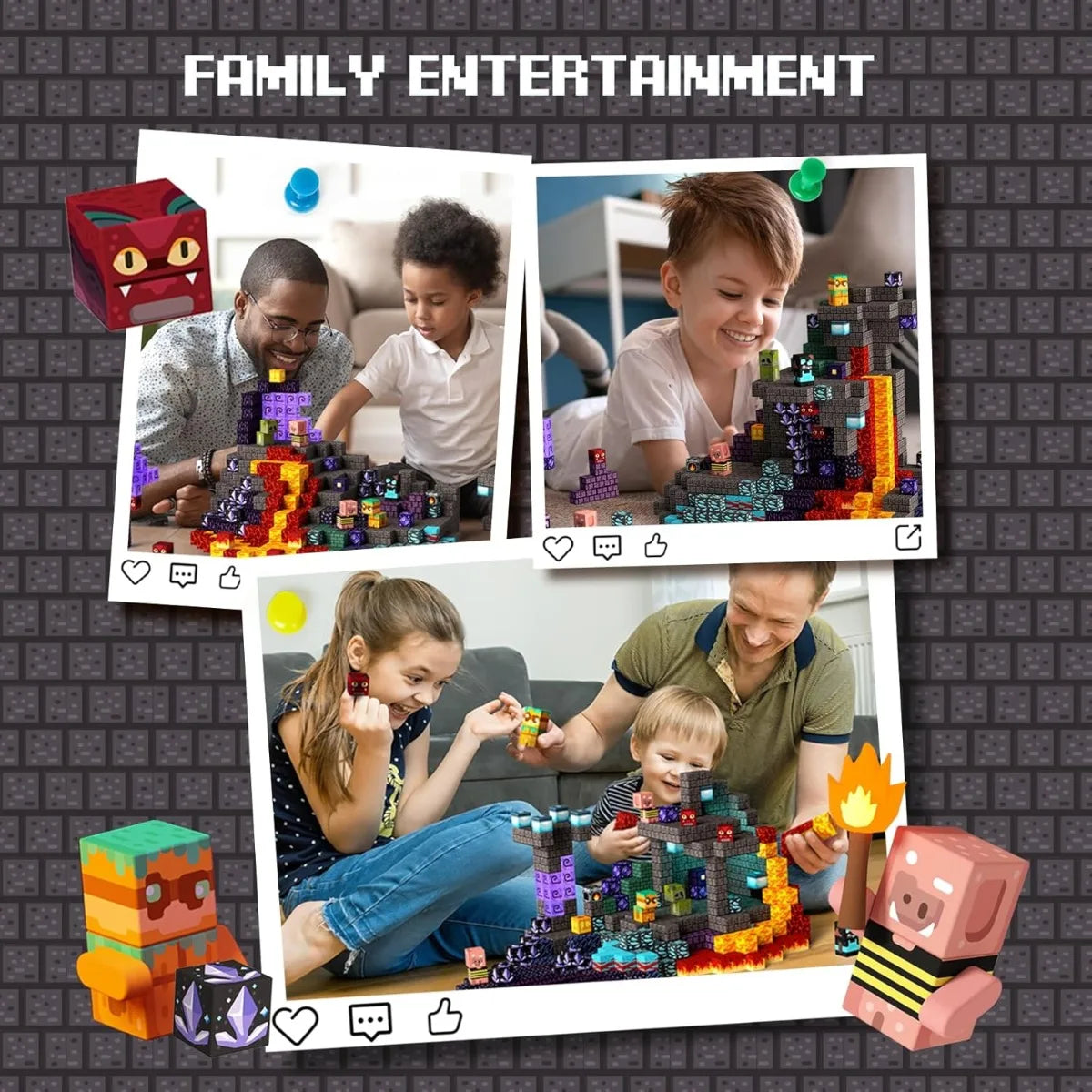 Magnetic Building Blocks Mine World Magnet The End Ender Head Forest Cabin Cubes Set STEM Sensory Brick Cube Toys Children Gift