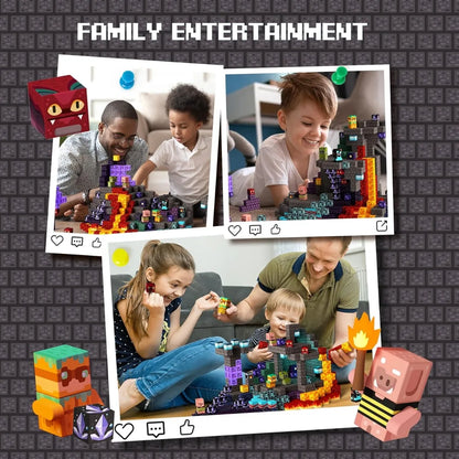 Magnetic Building Blocks Mine World Magnet The End Ender Head Forest Cabin Cubes Set STEM Sensory Brick Cube Toys Children Gift