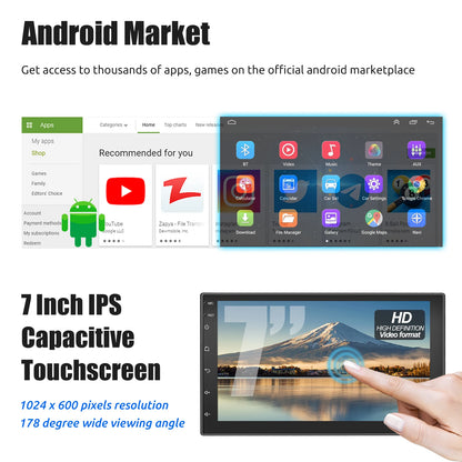 7"/9"/10“ 2 DIN Android 15 4+64G Car Stereo Multimedia Player Universal Carplay Android Auto GPS Navigation FM Radio Touchscreen