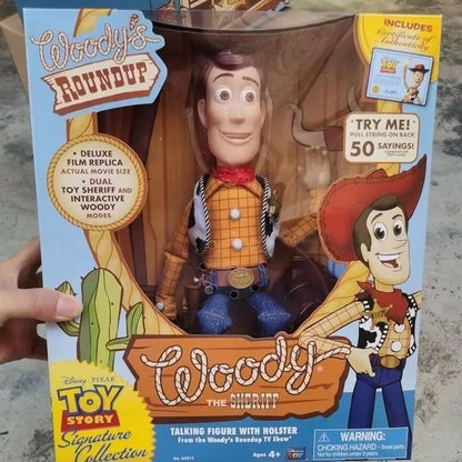 New Hot In Stock 40cm Pixar Toy Story  Woody Action Figures English Movie Sound Character Doll Cloth Cowboy Birthday Gift