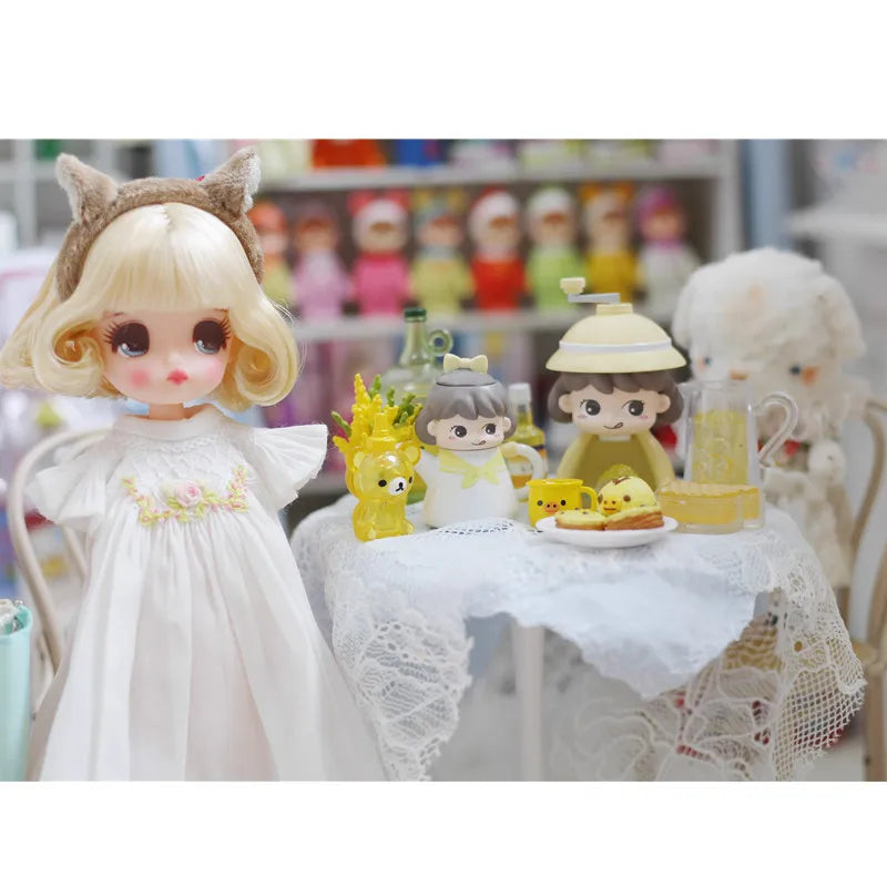 1/6 1/12 Doll House Model Furniture Accessories Cartoon Kettle and Cup Set Bjd Ob11 Gsc Blyth Soldier Lol Dollhouse Miniatures