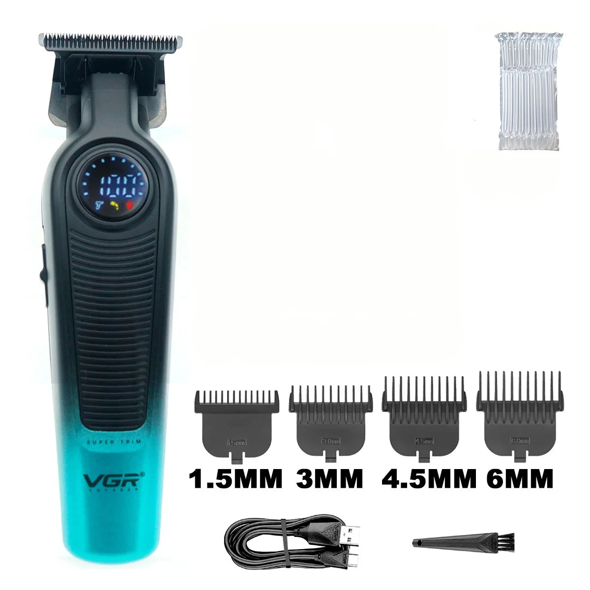 VGR V-996 Trimmer for Men DLC T-Blade LED Display Cordless USB Oil Head Professional Hair Clipper Finishing Machine Haircut