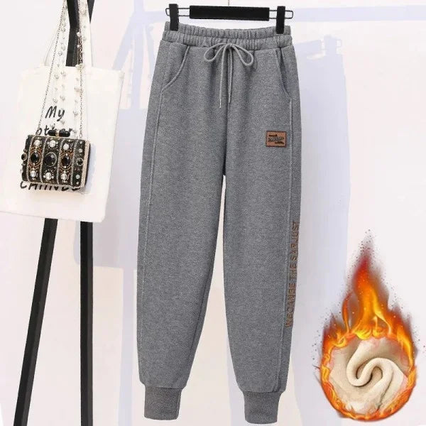 Thickened Fleece Cotton Harlan Pants Women's Casual Sports Sweatpants High Waist Elastic Bottom Leisure Trousers for All Seasons