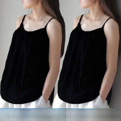 Loose Cotton Linen Tank Top Sleeveless Base Layer Outerwear Summer New Style Slimming Vest Big Size Belly Folded Commute Style