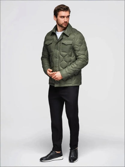 Autumn Winter Mens Parkas Single Breasted Warm Comfortable Windproof Nylon Padded Jacket Turndown Collar Casual Outerwear Male