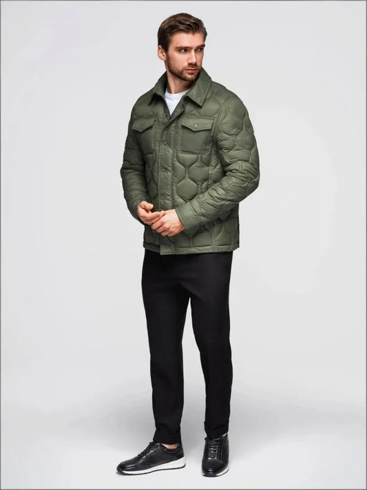 Autumn Winter Mens Parkas Single Breasted Warm Comfortable Windproof Nylon Padded Jacket Turndown Collar Casual Outerwear Male