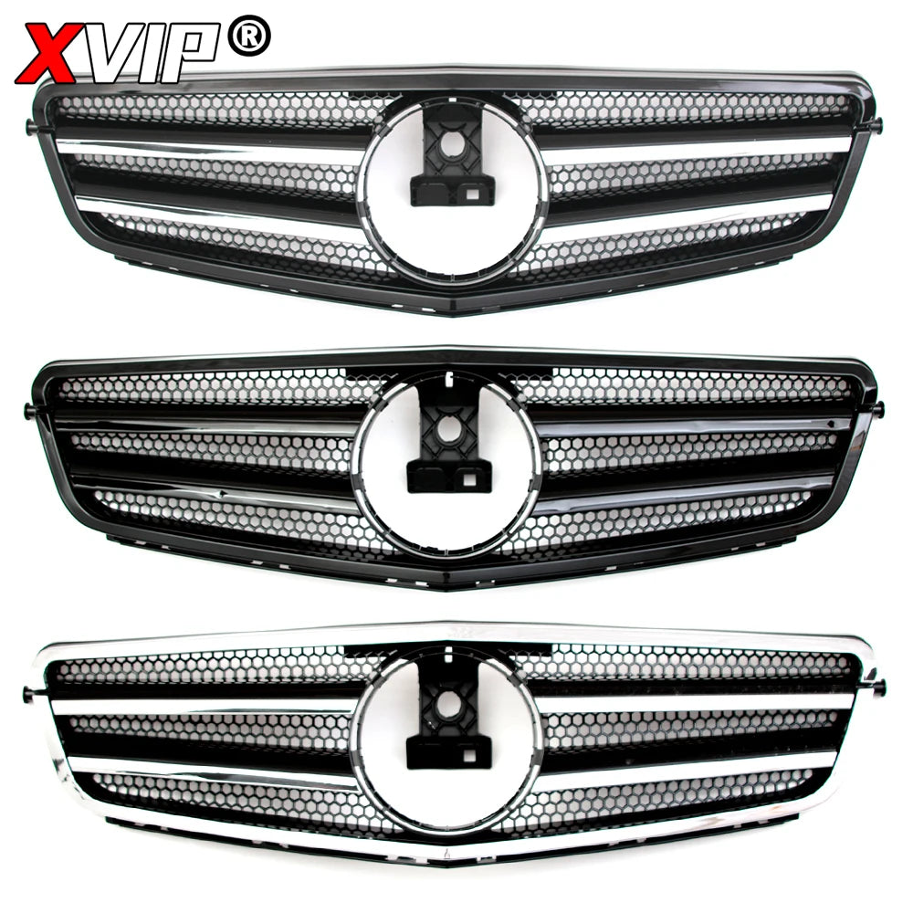 XVIP Glossy Black A - Style Racing Grille Chrome Bumper Grill For Mercedes Benz C-Class W204 08-14 C200 C230 C250 C280 C300 C350