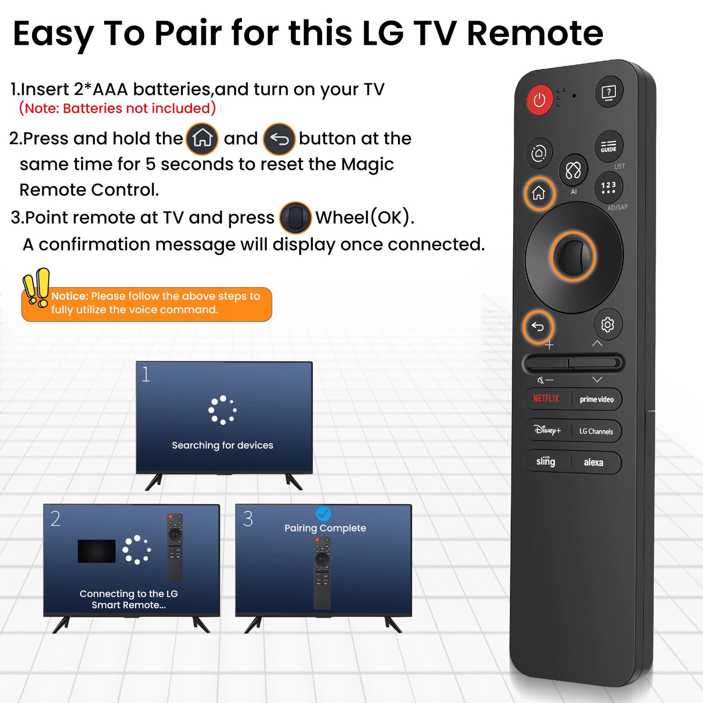 Replacement AN-MR25GA AI Magic Remote with Voice and Pointer,Compatible with 2019-2025 LG Smart TVs OLED, QNED, UHD, LED, LCD