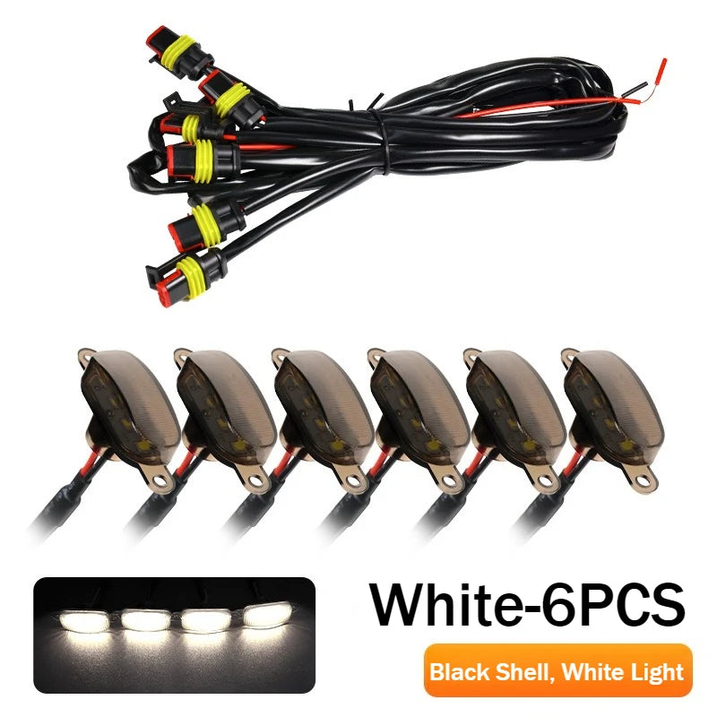 Car grille small yellow lights, eagle eye lights, front LED grille lights with wiring harness, suitable for pickups and SUVs