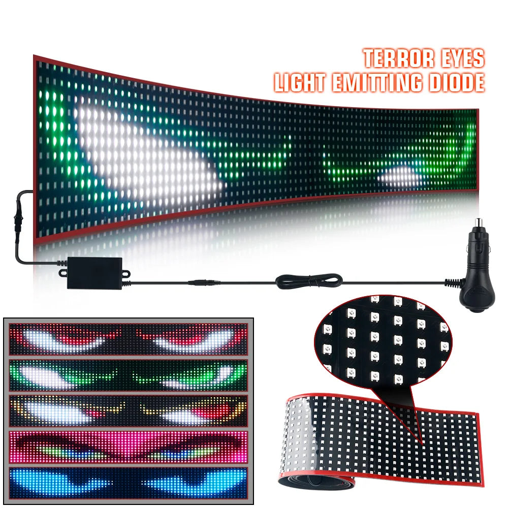 24V Truck Devils Eye Ambient Light LED Matrix Pixel Panel Board Windshield Display DIY Devil eye Animation by App Remote Control