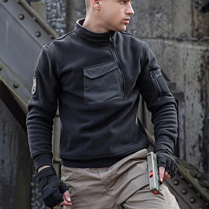 New Men's Hooded Sweatshirts Casual Autumn Winter Fleece Sweatshirt Hiking Tactical Zip Sweatshirt Thicken Solid Color Sweater