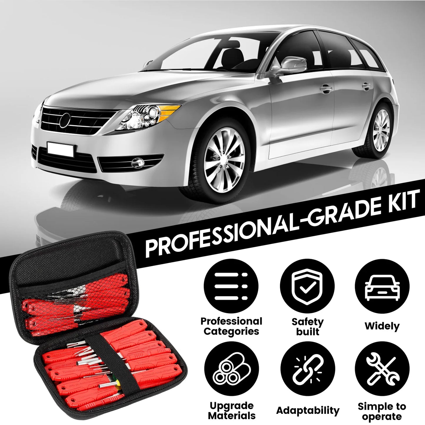 41PCS Electrical Pin Terminal Removal Tools Car Depinning Tool with Plastic Case for Connector Terminal Pin Removal Tool Kit