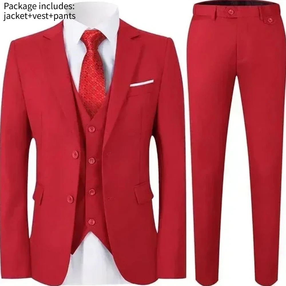 Elegant Men Suit For Wedding 3 Pieces 2 Sets Jackets Vest Pants Blazers Full Fashion Slim Fit Coats 2025 Formal Classic Costume