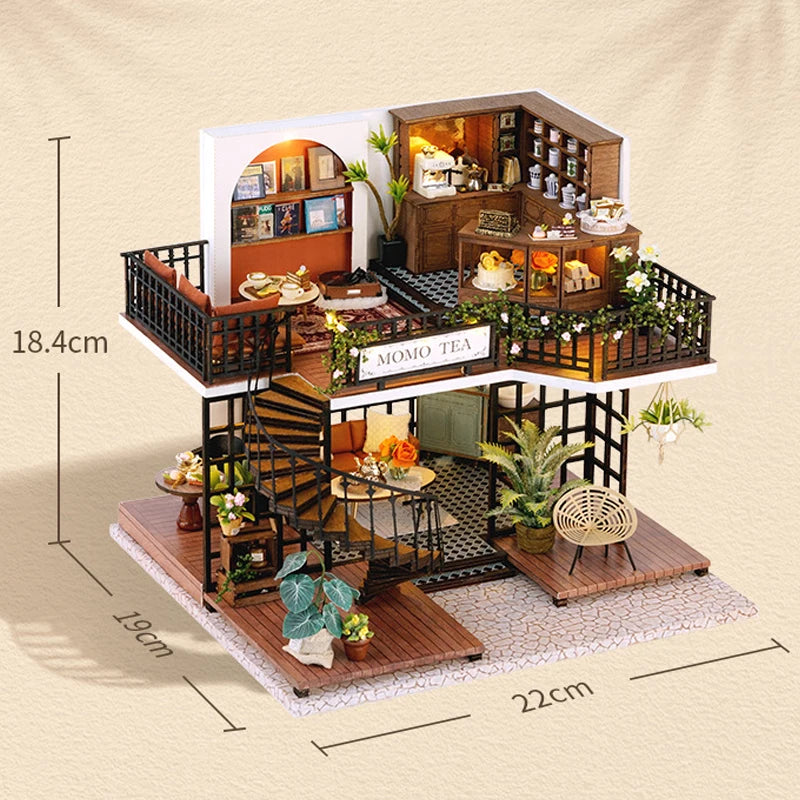 Wooden Miniature Doll House 3D Puzzle Assembly Model Building Toys Home Bedroom Decoration With Furniture LED Lights DollHouses