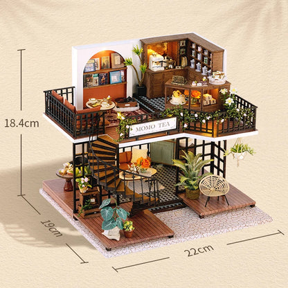 Wooden Miniature Doll House 3D Puzzle Assembly Model Building Toys Home Bedroom Decoration With Furniture LED Lights DollHouses