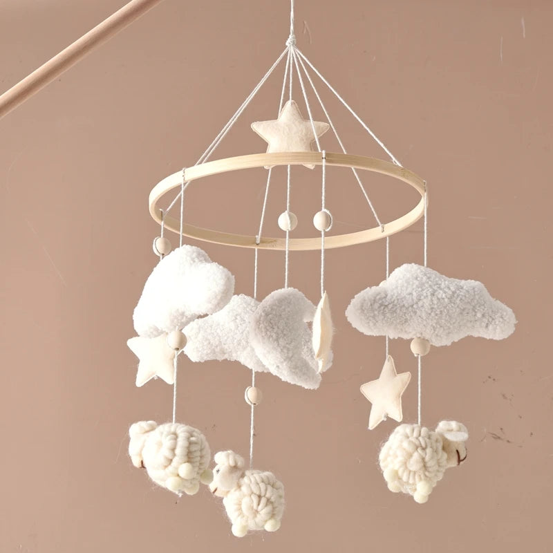Baby Mobile Toy Wooden 0-12 Months Rattle Toy Baby Crib Mobile Toy Teddy Plush Alpaca Crib Bell Hanging Toy Baby Crib Bracket