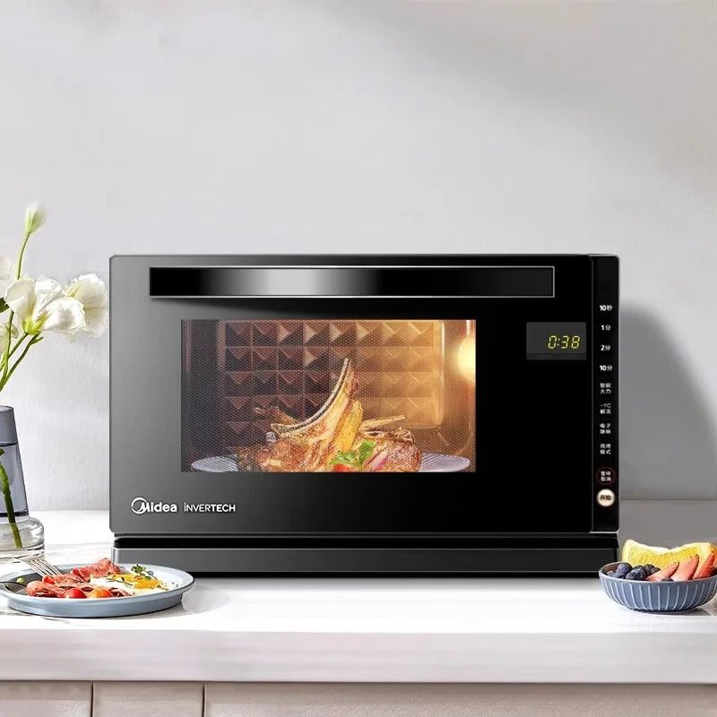 Midea M3-208E Inverter Microwave Oven, 20L Drop - Down Door Flat Plate Light Wave Grill Combo for Home