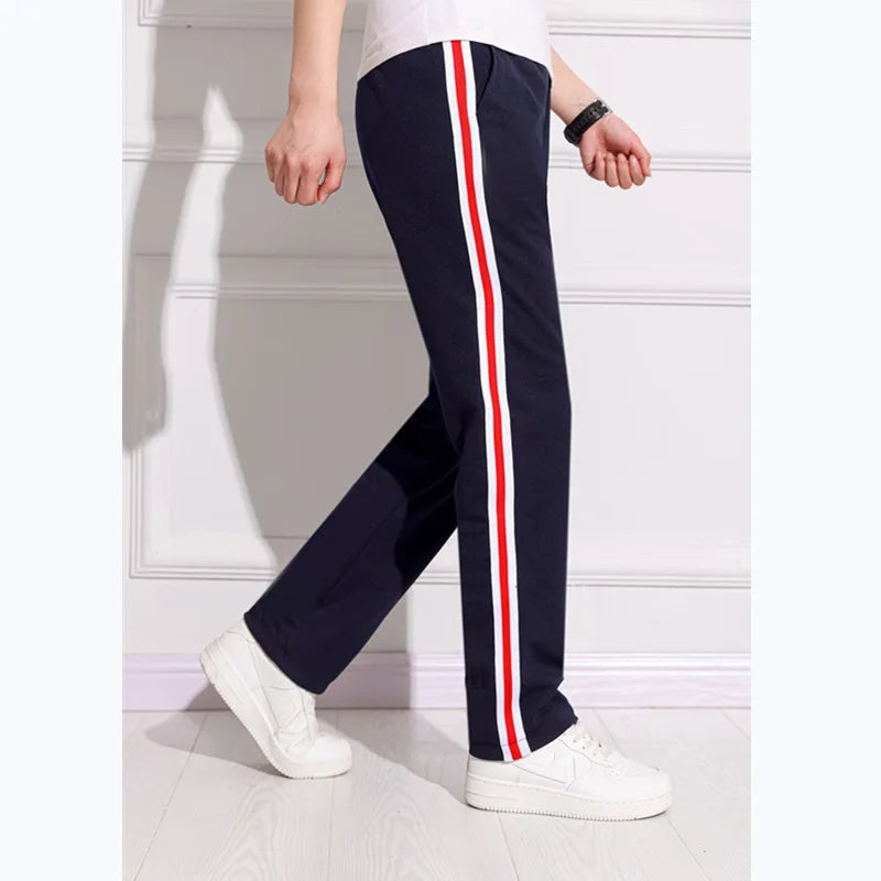 Black Unisex New Track Pants Casual Sweatpants mens Striped Bastic Trousers Straight Pants Joggers Simple Work Pants